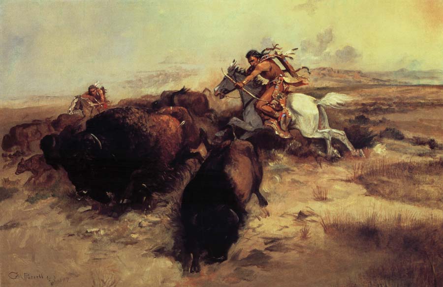 Charles M Russell Buffalo Hunt